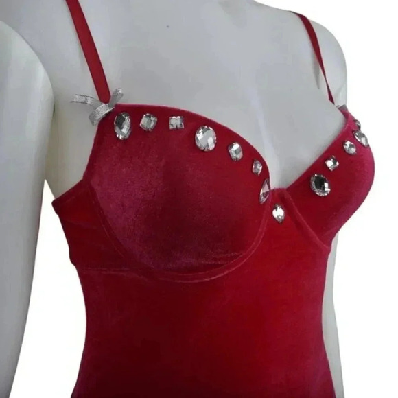 Vintage Frederick's of  Hollywood Hot Pink Corset Velour Garter Teddy Medium - Picture 5 of 9